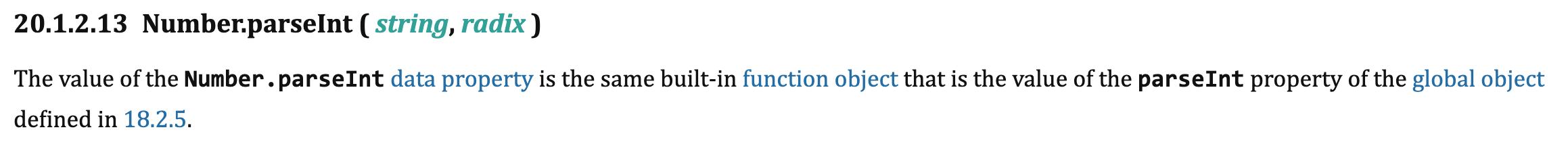 The Number.parseInt spec text.